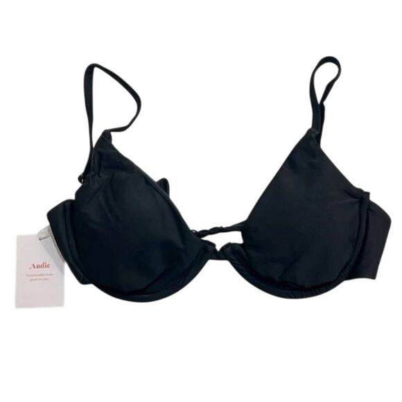 NWT Andie The Sicily Top Underwire Hook Closure Removable Cups XS Black #3690 - Picture 15 of 15